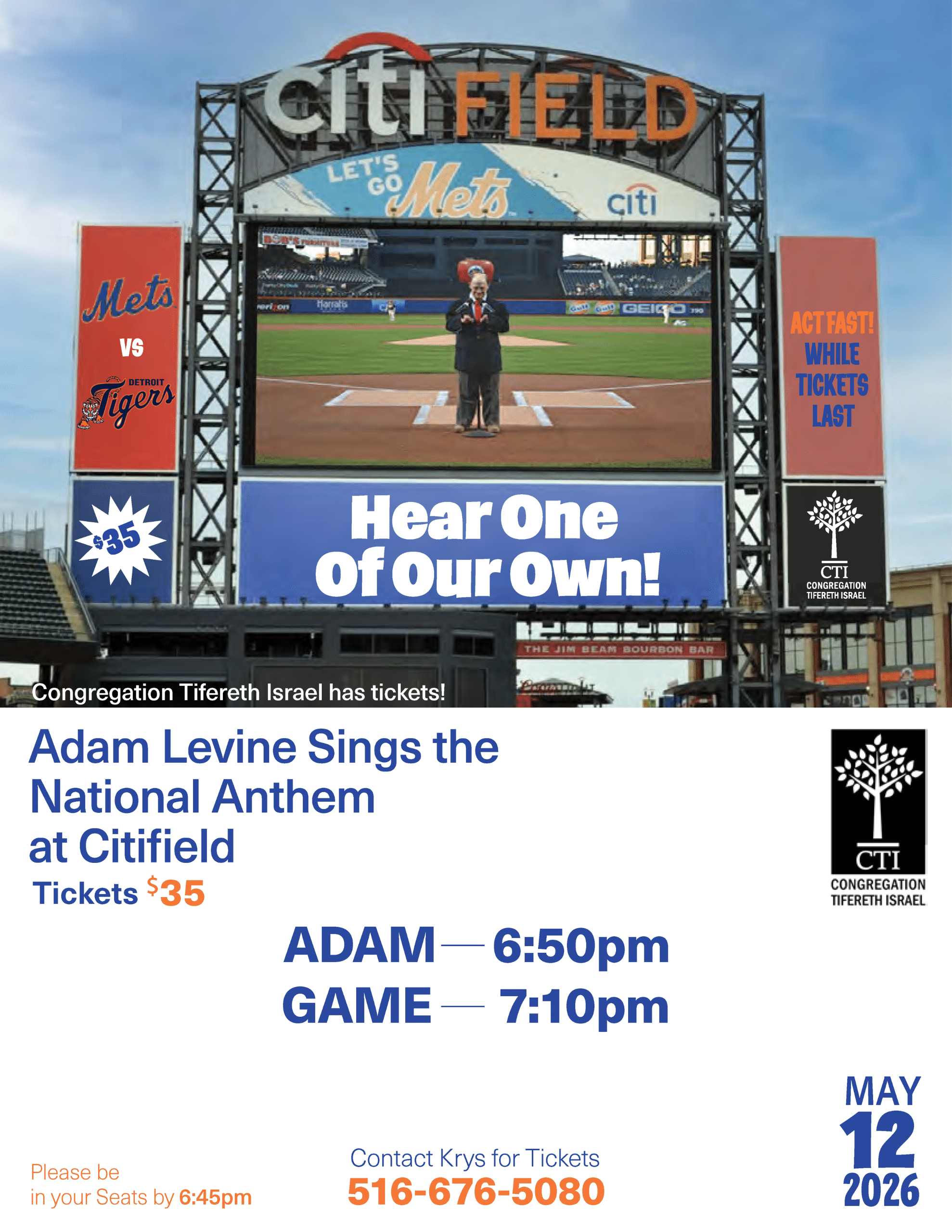 Adam Levine Sings the National Anthem at Citi Field